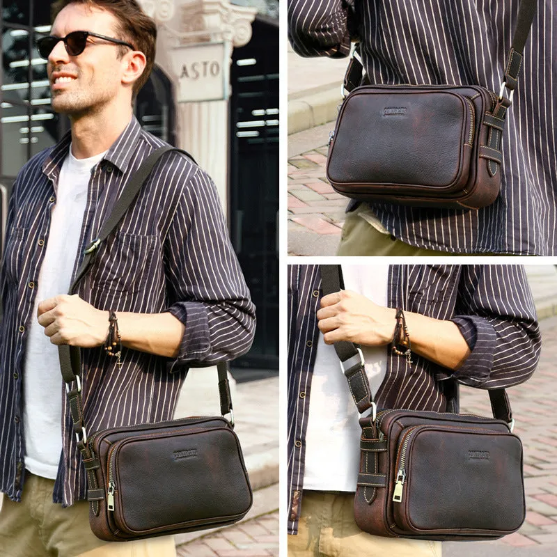 ElegantLeather Zipper Cardholder Crossbody Messenger Bag