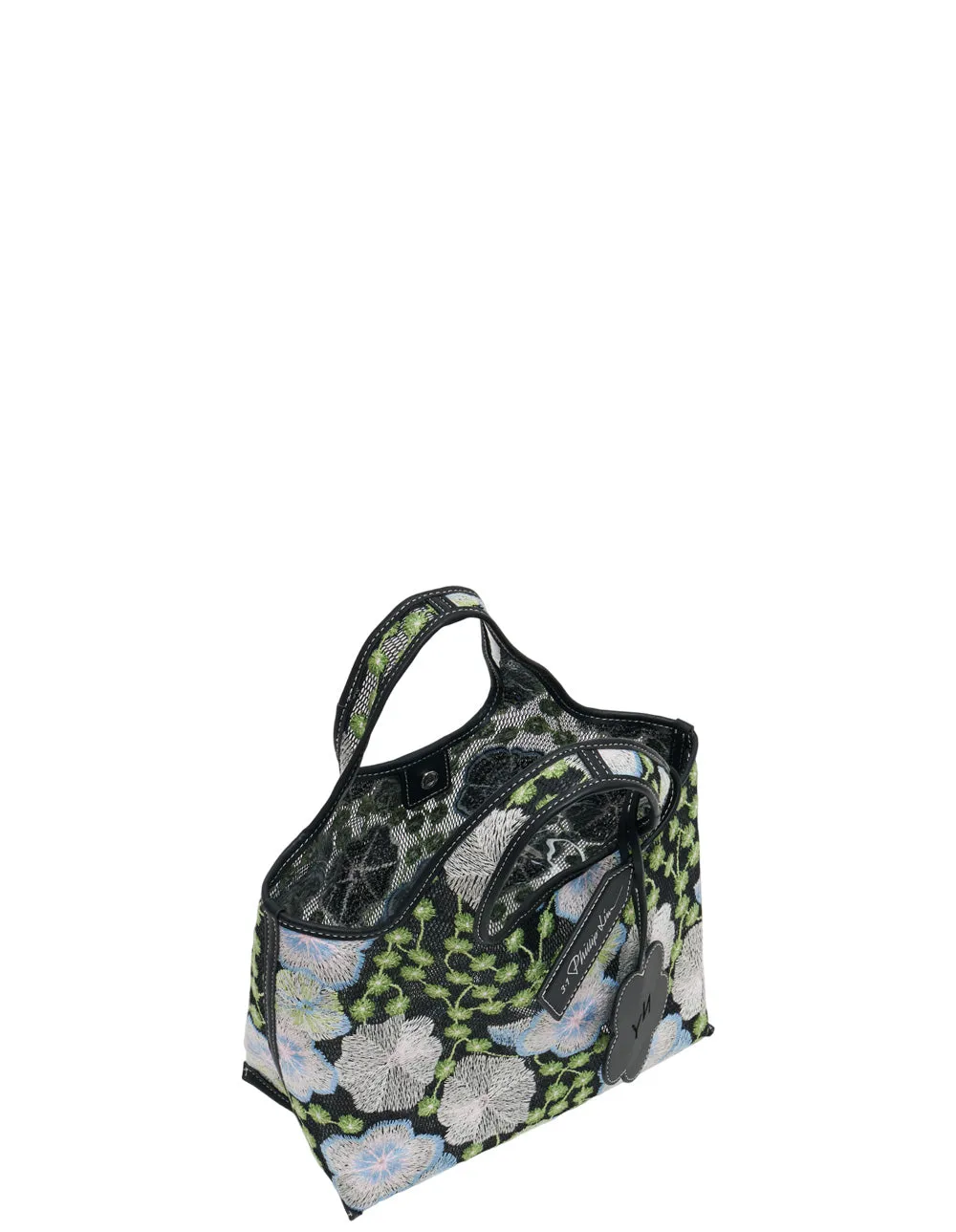 Embroidered Floral Mesh Mini Market Bag