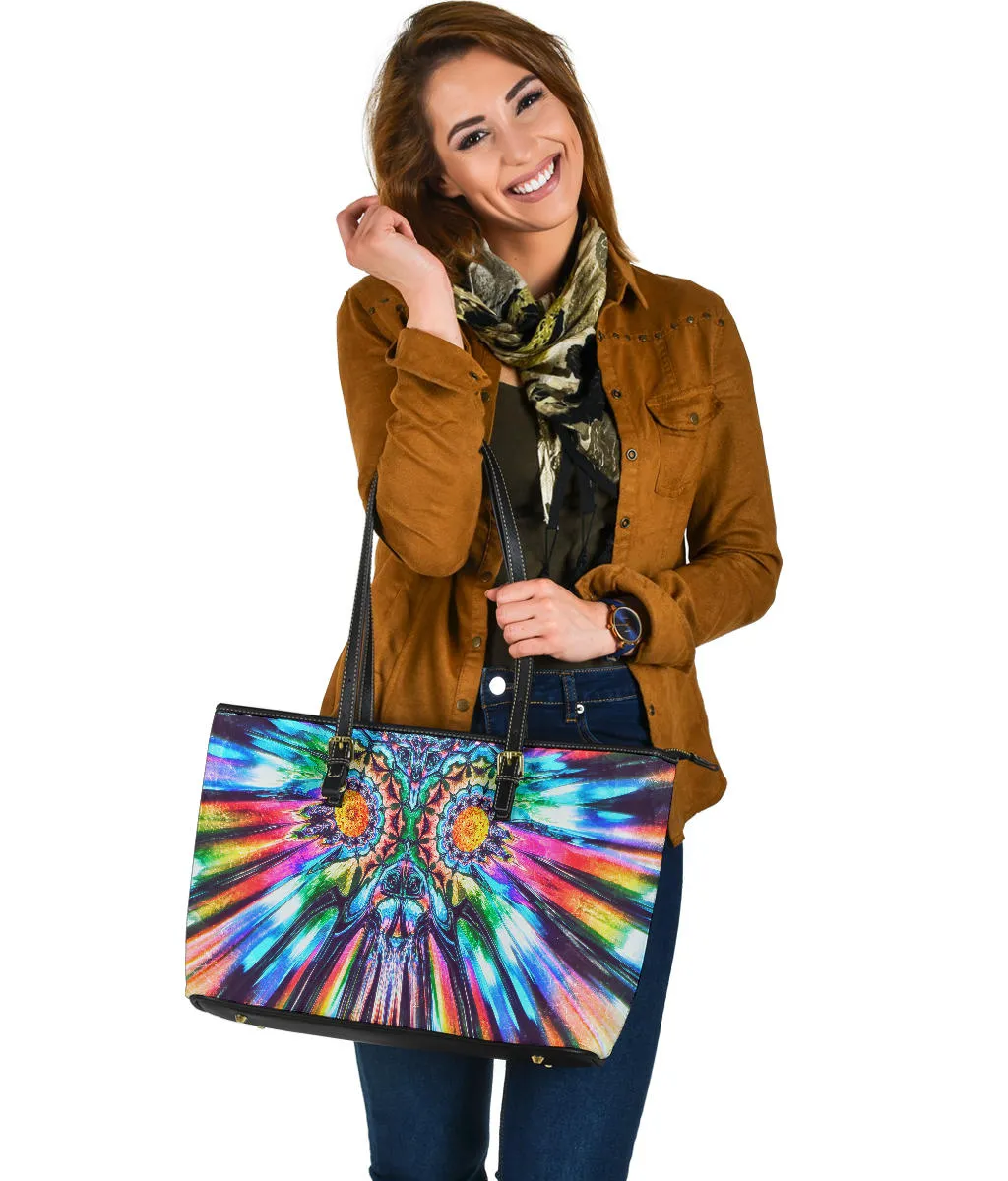 Entheogenic Encounter | Large Leather Tote Bag | Makroverset