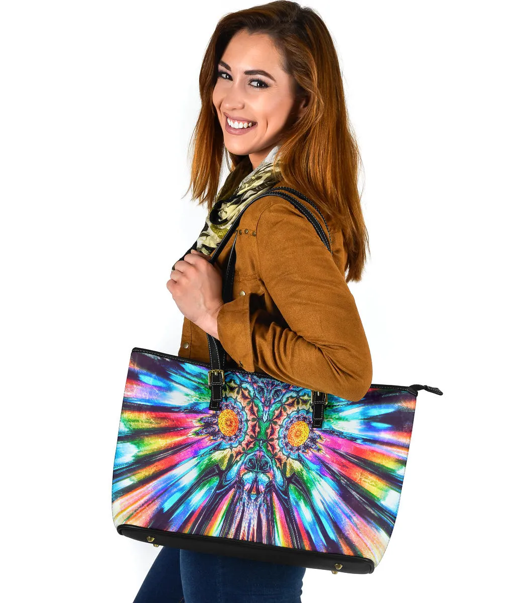 Entheogenic Encounter | Large Leather Tote Bag | Makroverset