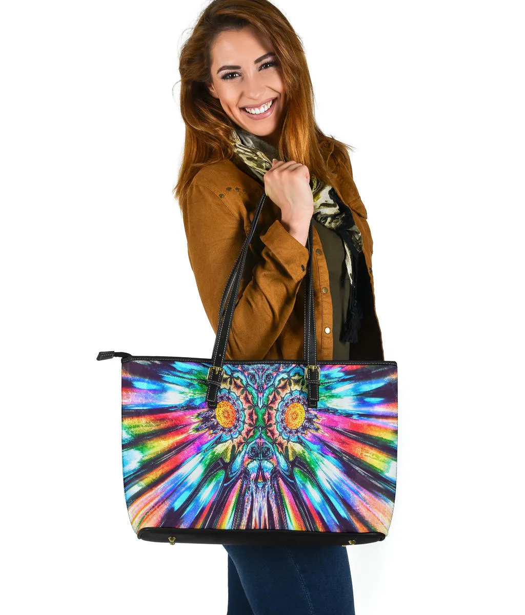 Entheogenic Encounter | Large Leather Tote Bag | Makroverset