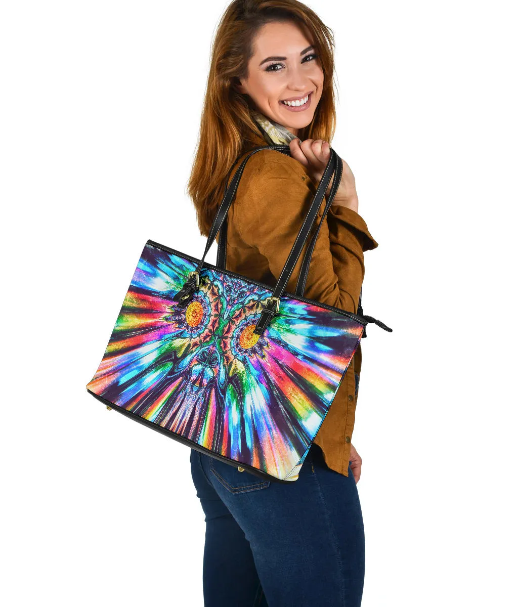 Entheogenic Encounter | Large Leather Tote Bag | Makroverset