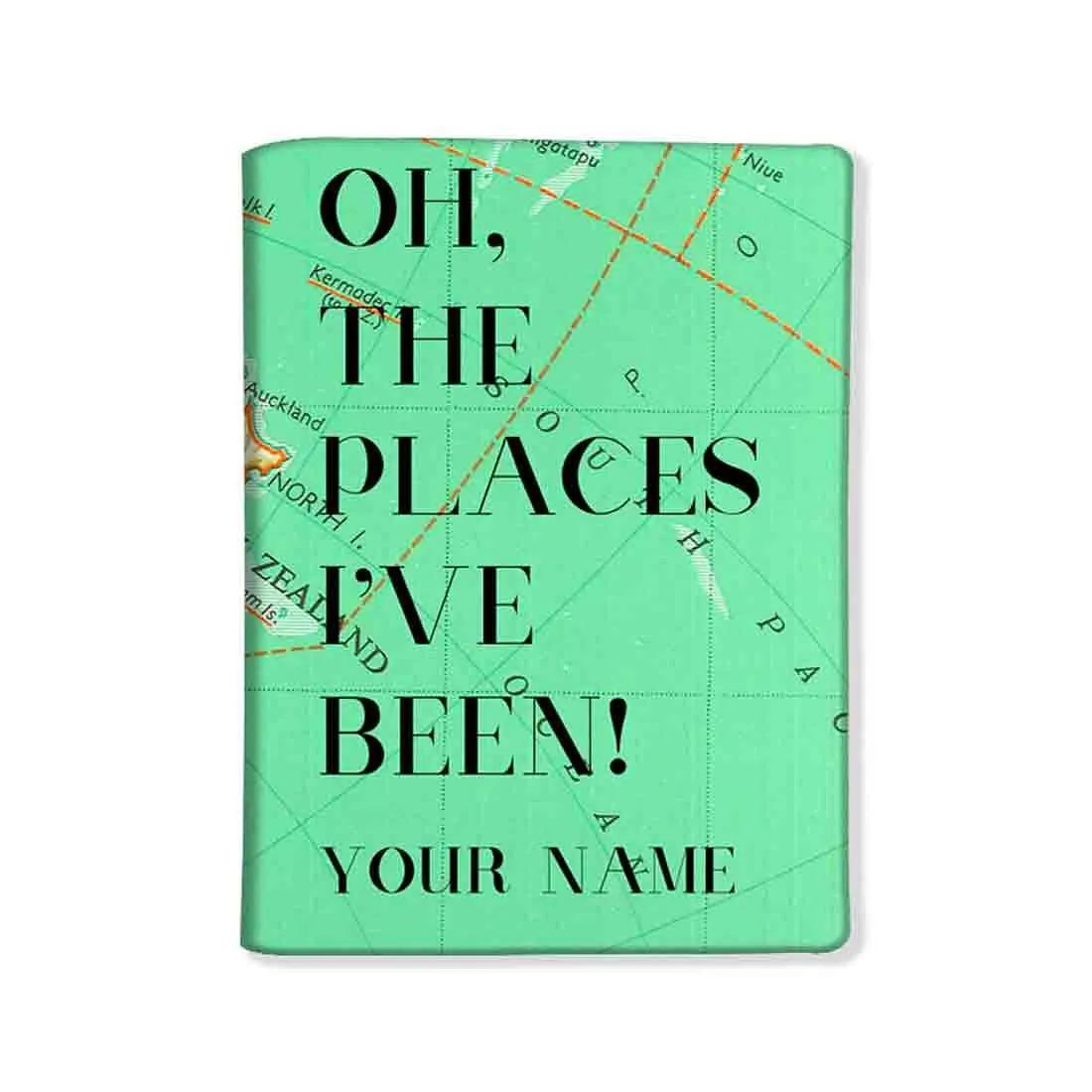 Fancy Personalized Passport Cover -  Oh The Places I've Been Green