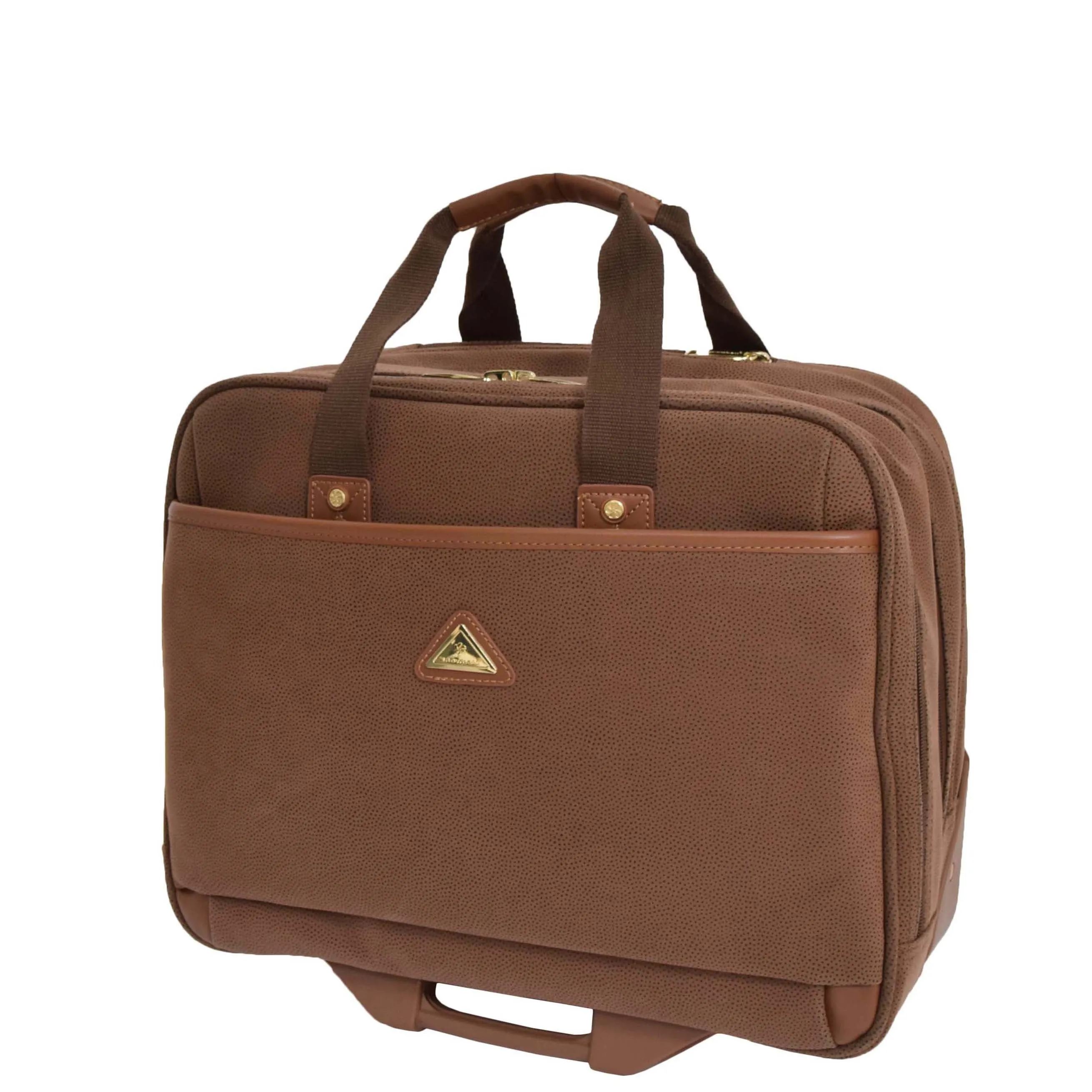 Faux Suede Pilot Case on Wheels H043 Tan