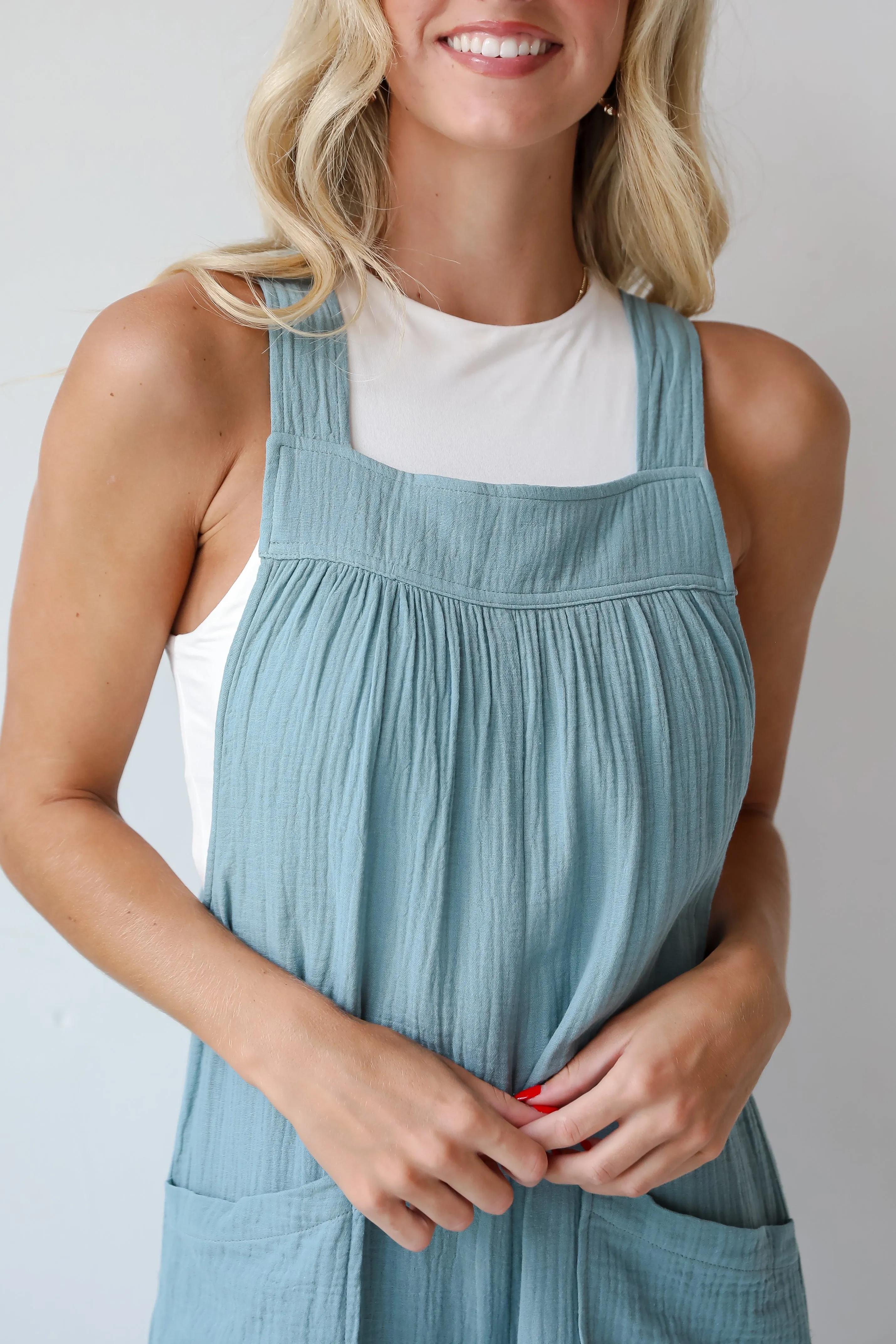 FINAL SALE - Picture Perfect Light Blue Linen Wide Leg Jumpsuit