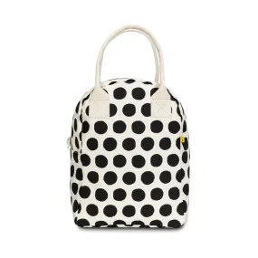 Fluf Zipper Lunch Bag - Black Polka Dot