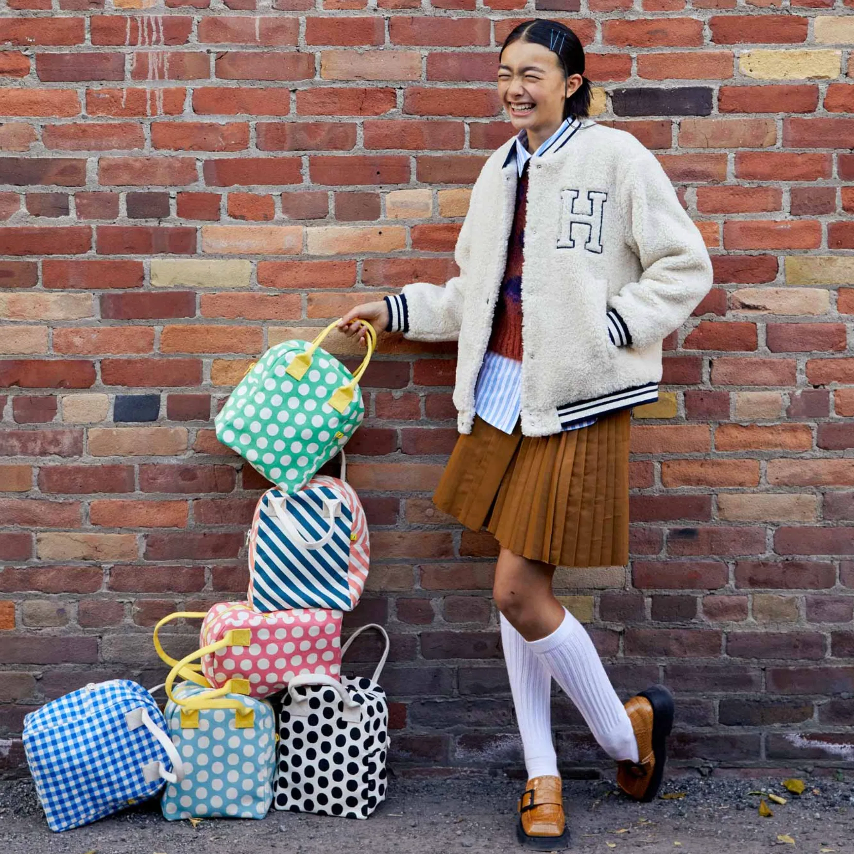 Fluf Zipper Lunch Bag - Blue Gingham