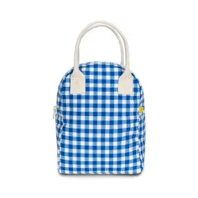 Fluf Zipper Lunch Bag - Blue Gingham