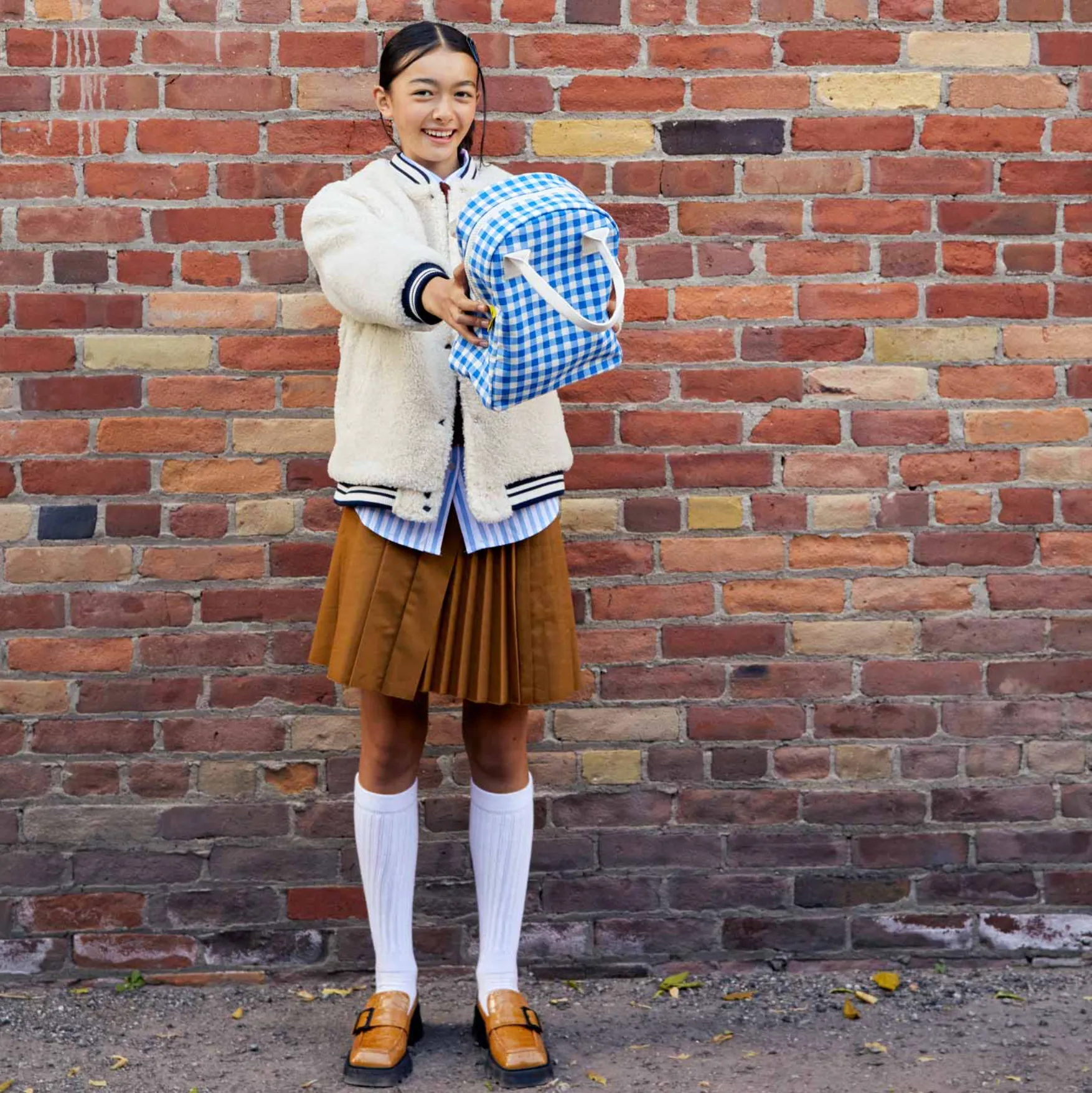 Fluf Zipper Lunch Bag - Blue Gingham