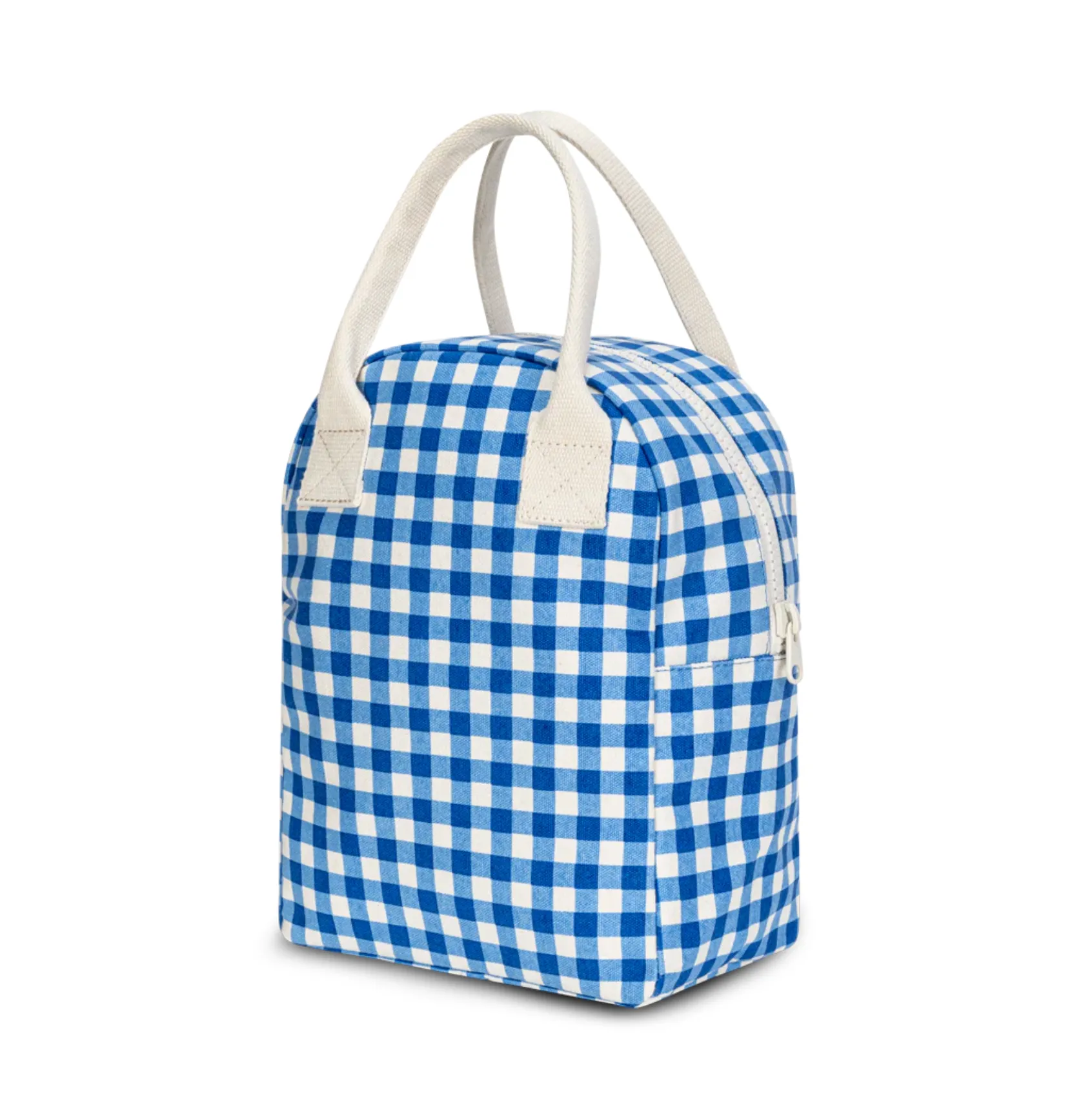 Fluf Zipper Lunch Bag - Blue Gingham