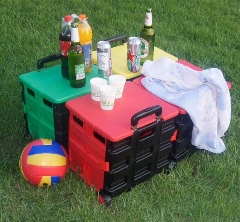 Foldable Trolley Foldable Shopping Trolley Cart Portable Collapsible Folding Wheel Grocery Trolley Crate