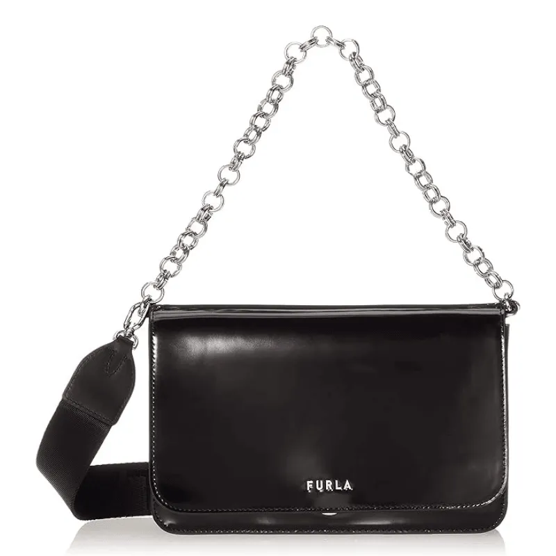 Furla Splendida Small Shoulder Bag - Nero   Cognac