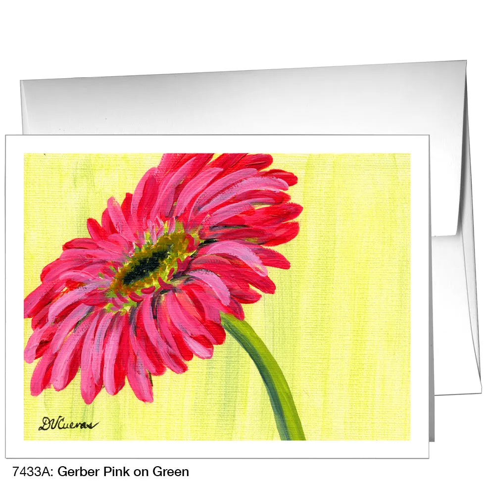 Gerber Pink On Green, Greeting Card (7433A)