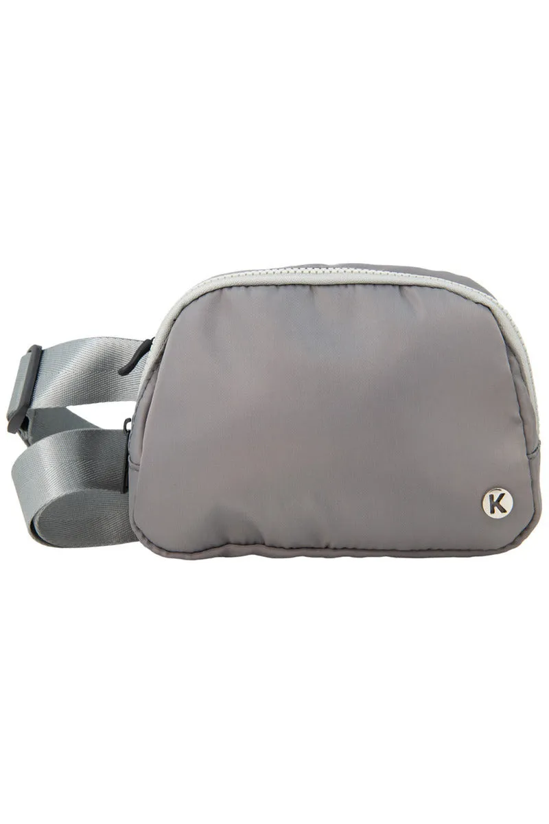 Gray Solid Crossbody Fanny Pack