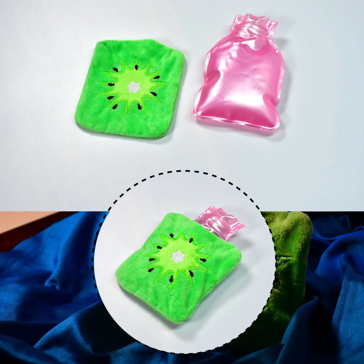 Green sun small Hot Water Bag with Cover for Pain Relief, Neck, Shoulder Pain and Hand, Feet Warmer, Menstrual Cramps.