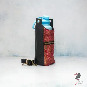 H2o2Go Bottle Bag - Gold and Red Filigree