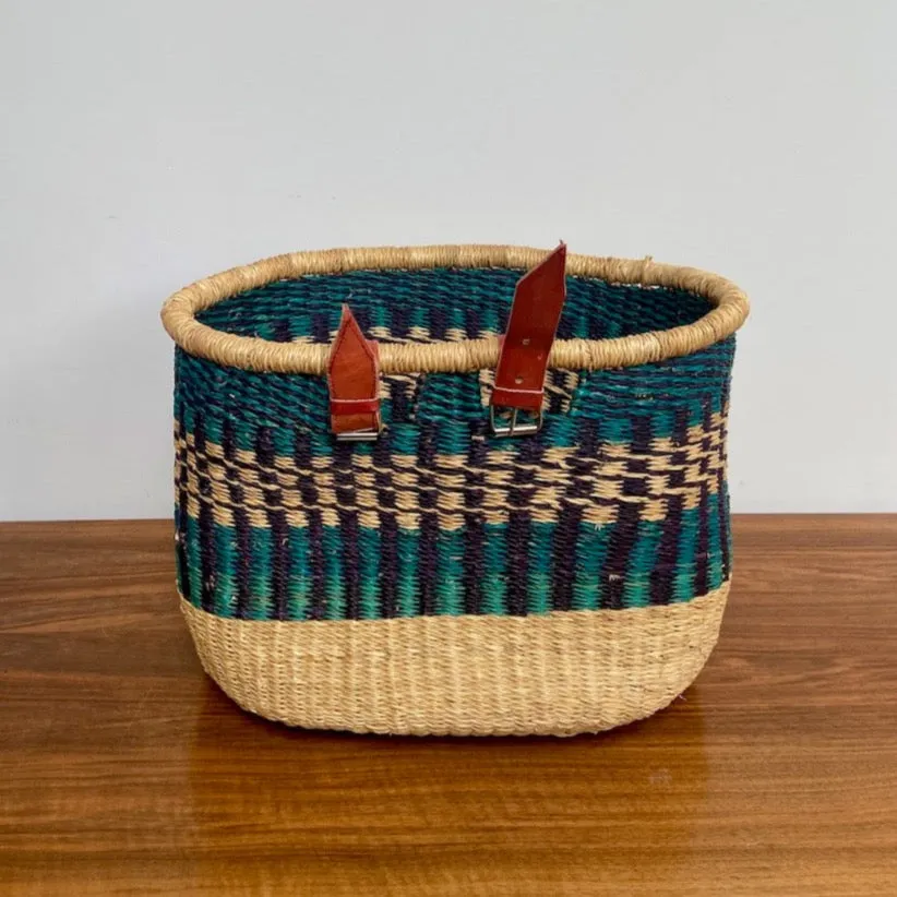 Handcrafted Blue Bike Basket