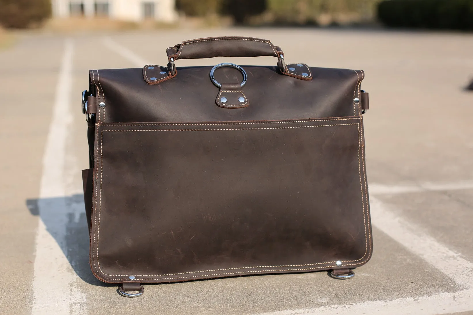 Handmade Rugged Leather Briefcase Satchel Messenger Laptop Bag