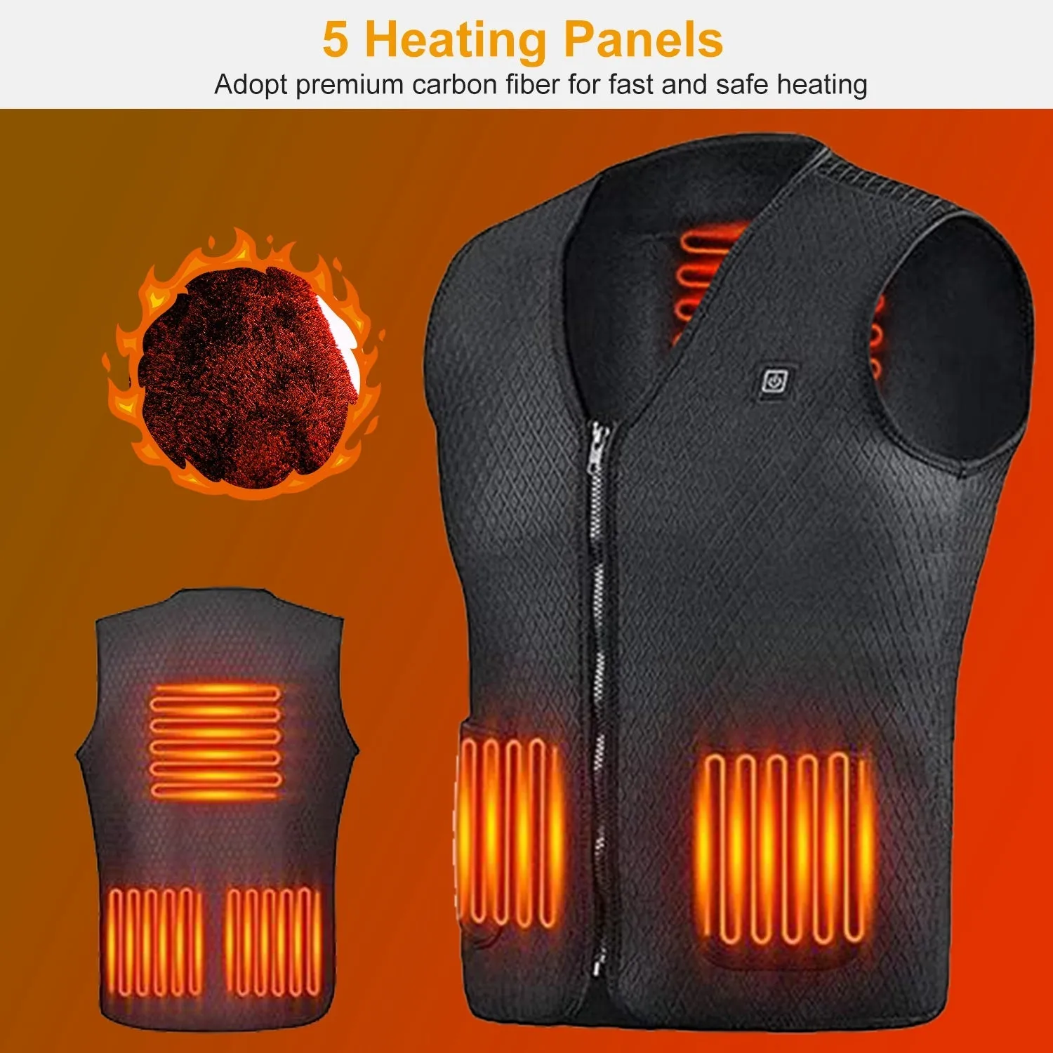 Heat Jacket Vest with 3 Adjustable Temperatures