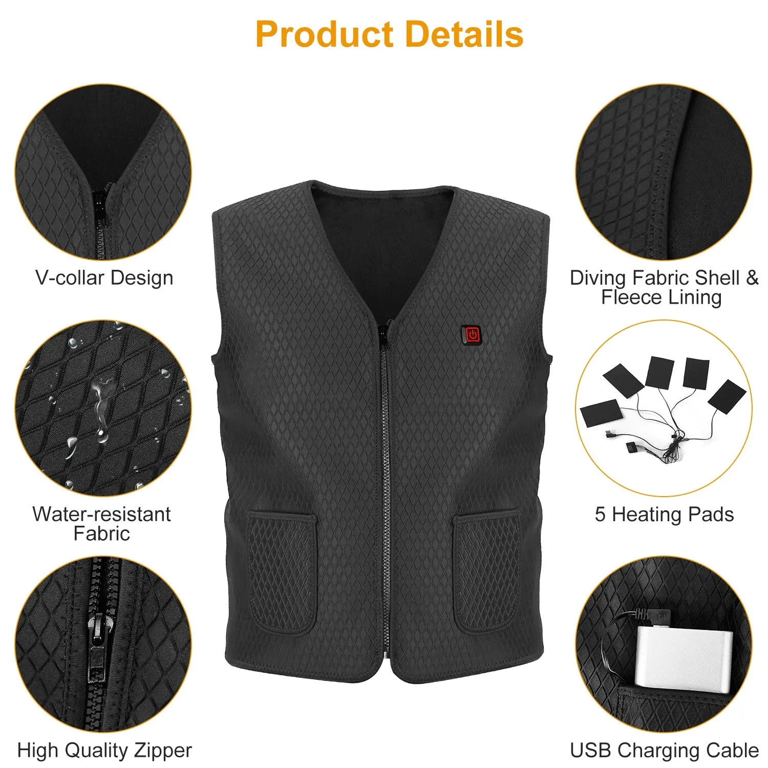 Heat Jacket Vest with 3 Adjustable Temperatures