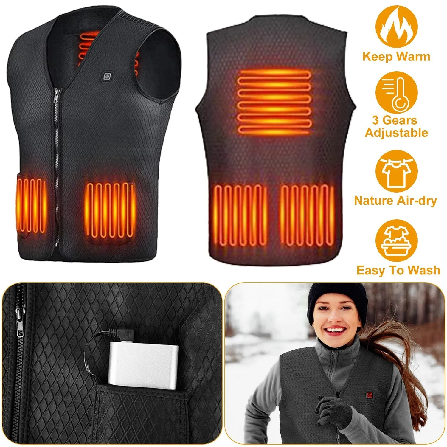 Heat Jacket Vest with 3 Adjustable Temperatures