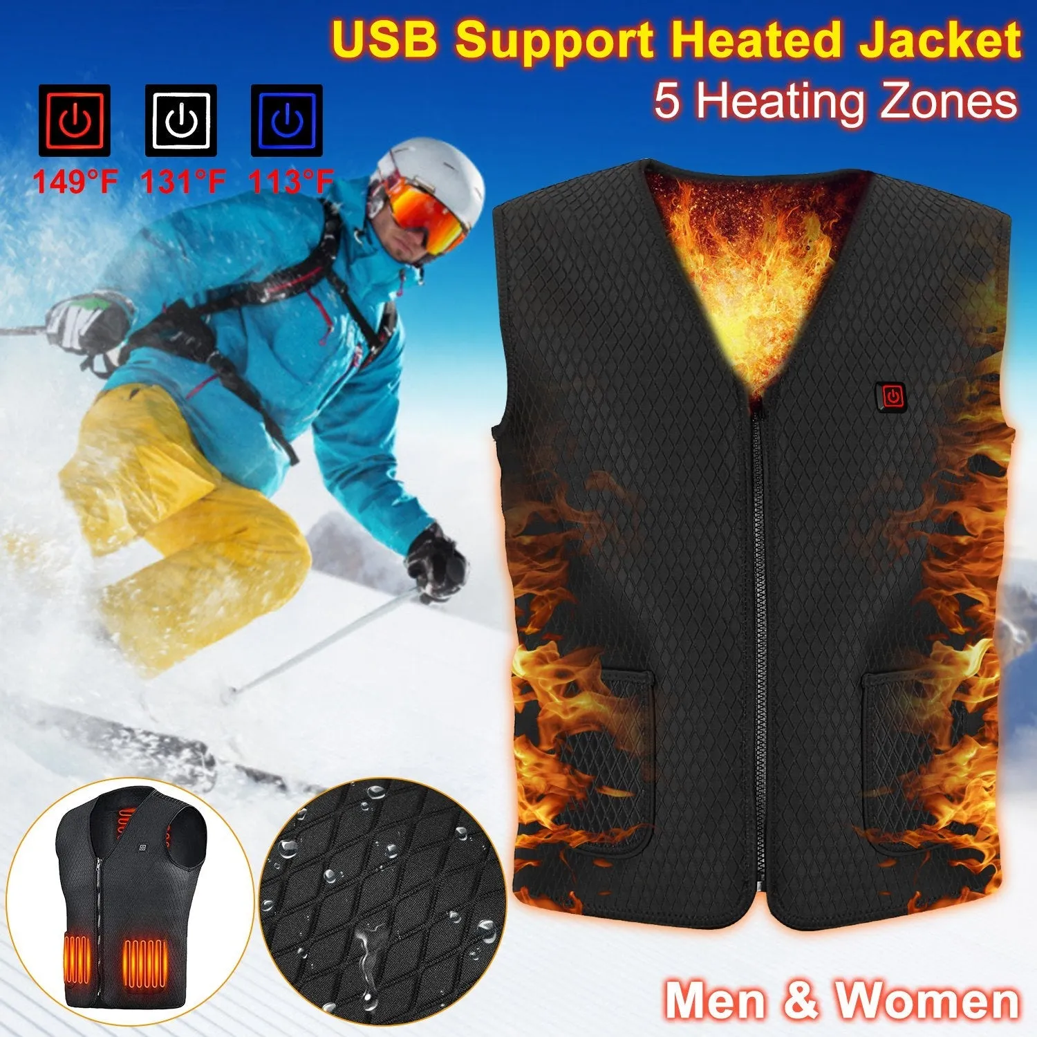 Heat Jacket Vest with 3 Adjustable Temperatures