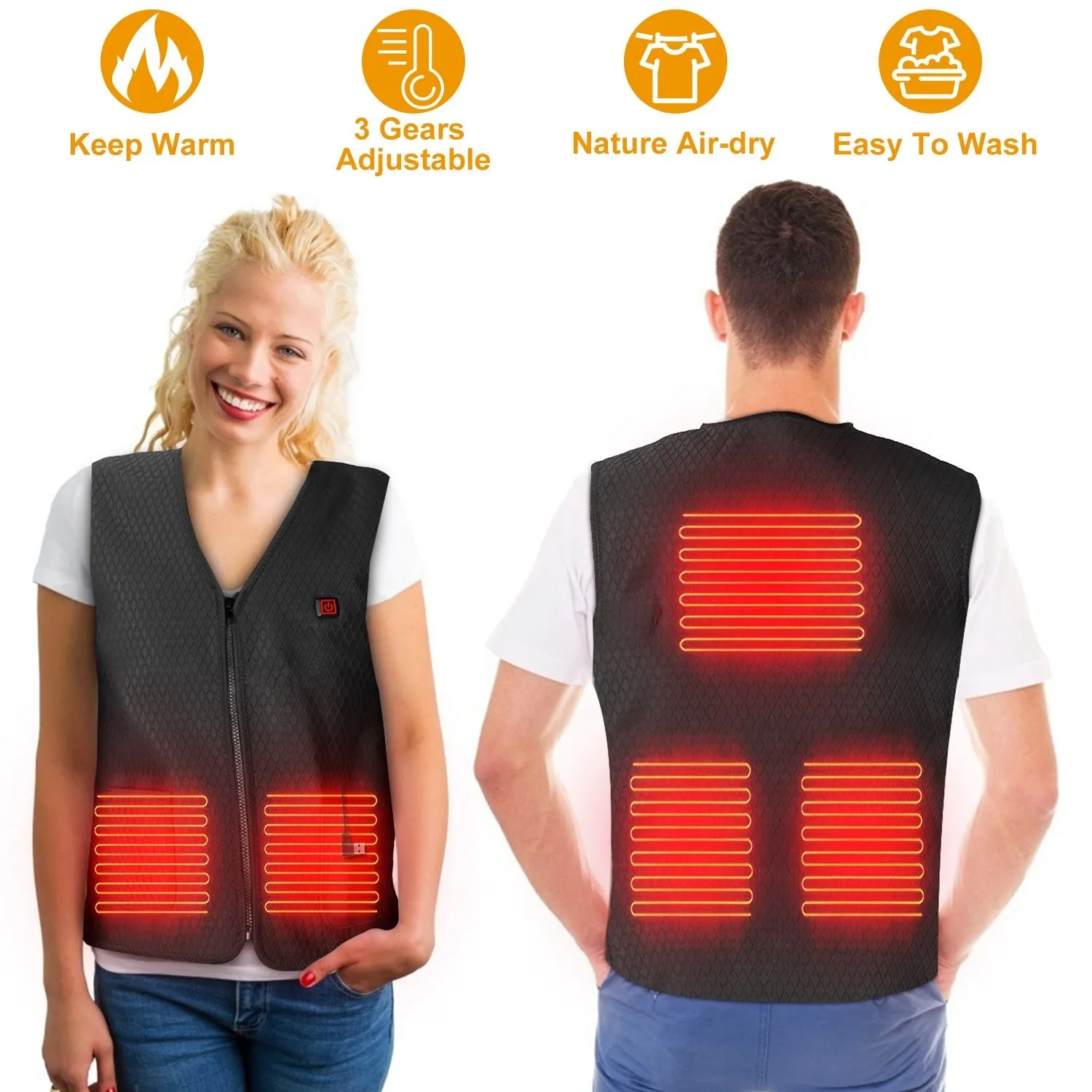 Heat Jacket Vest with 3 Adjustable Temperatures