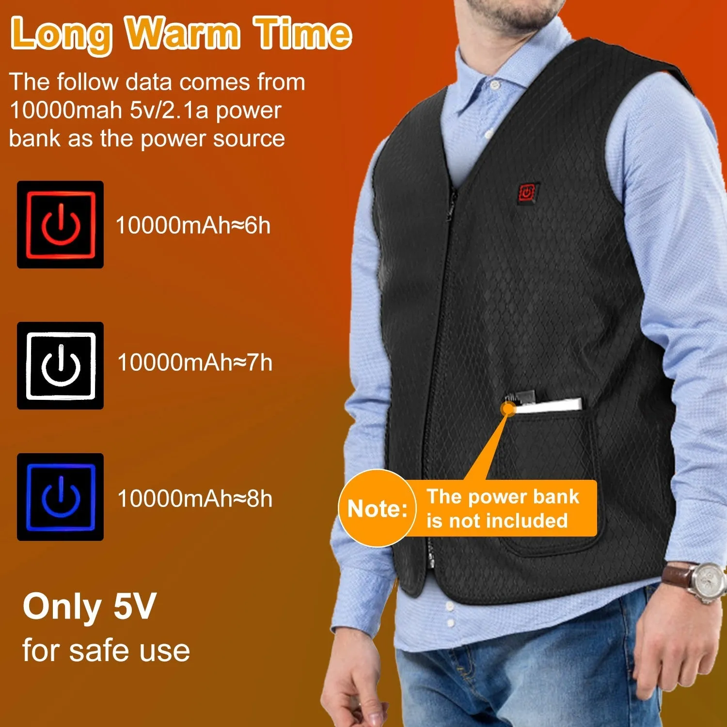 Heat Jacket Vest with 3 Adjustable Temperatures