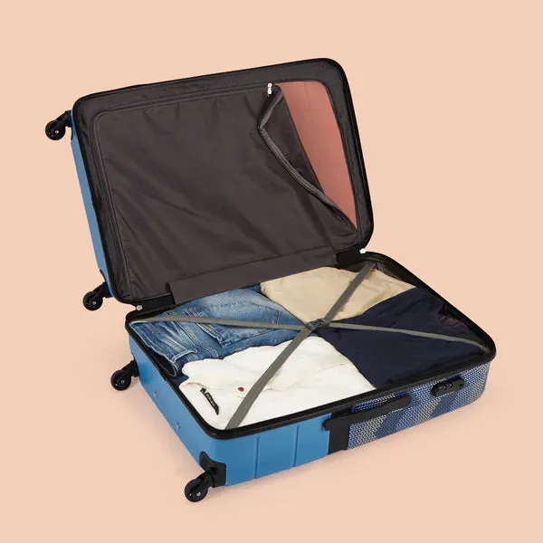 Himachal Chevron Blue Raahi Trolley Bag Combo (Medium & Large)