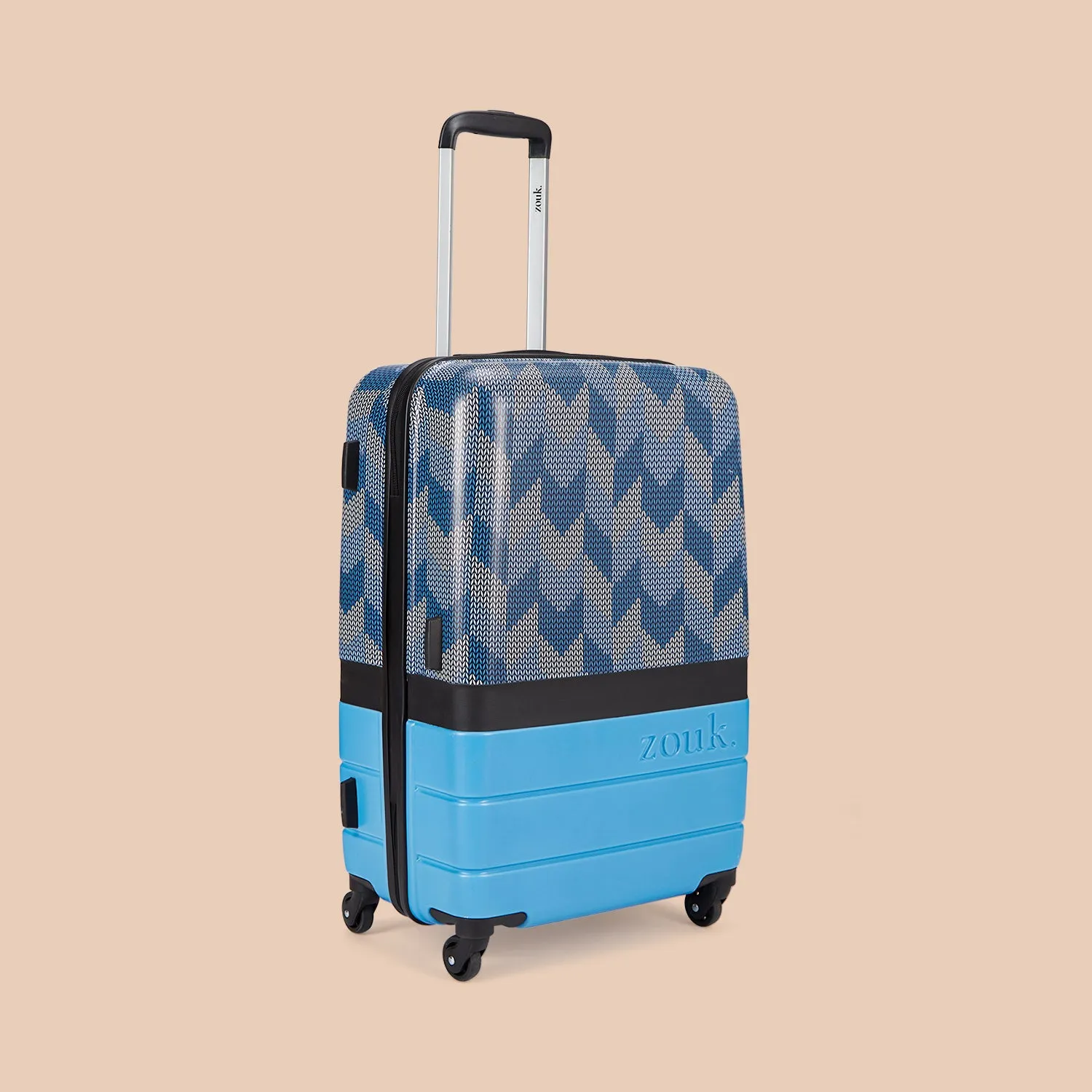 Himachal Chevron Blue Raahi Trolley Bag Combo (Medium & Large)