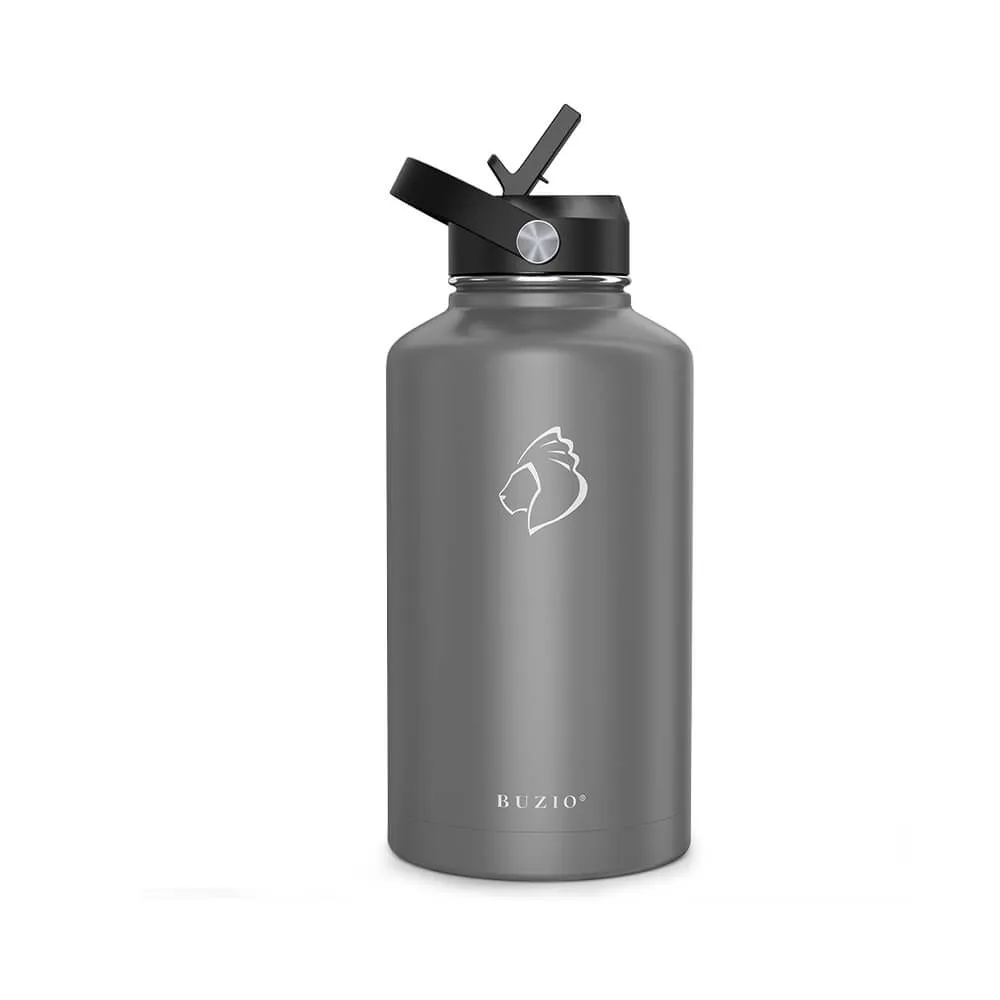 Insulated Water Bottle With 2 Lids | 64oz | Graphite