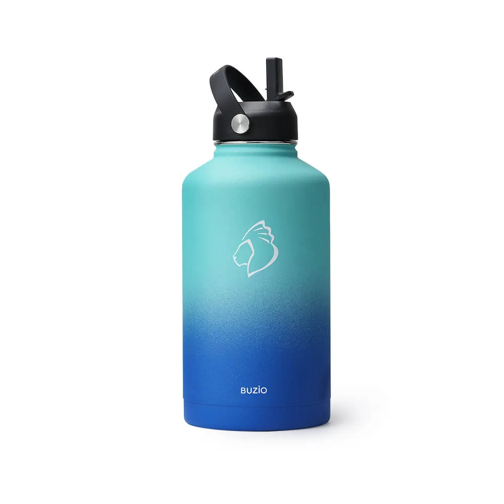 Insulated Water Bottles with 2 Lids | Caribbean Blue | 64oz