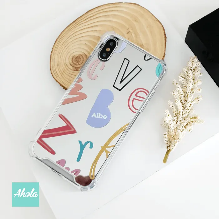 【Kata】Alphabets Protective Mirror Phone Case 全包邊彩色字母鏡面名字電話殼