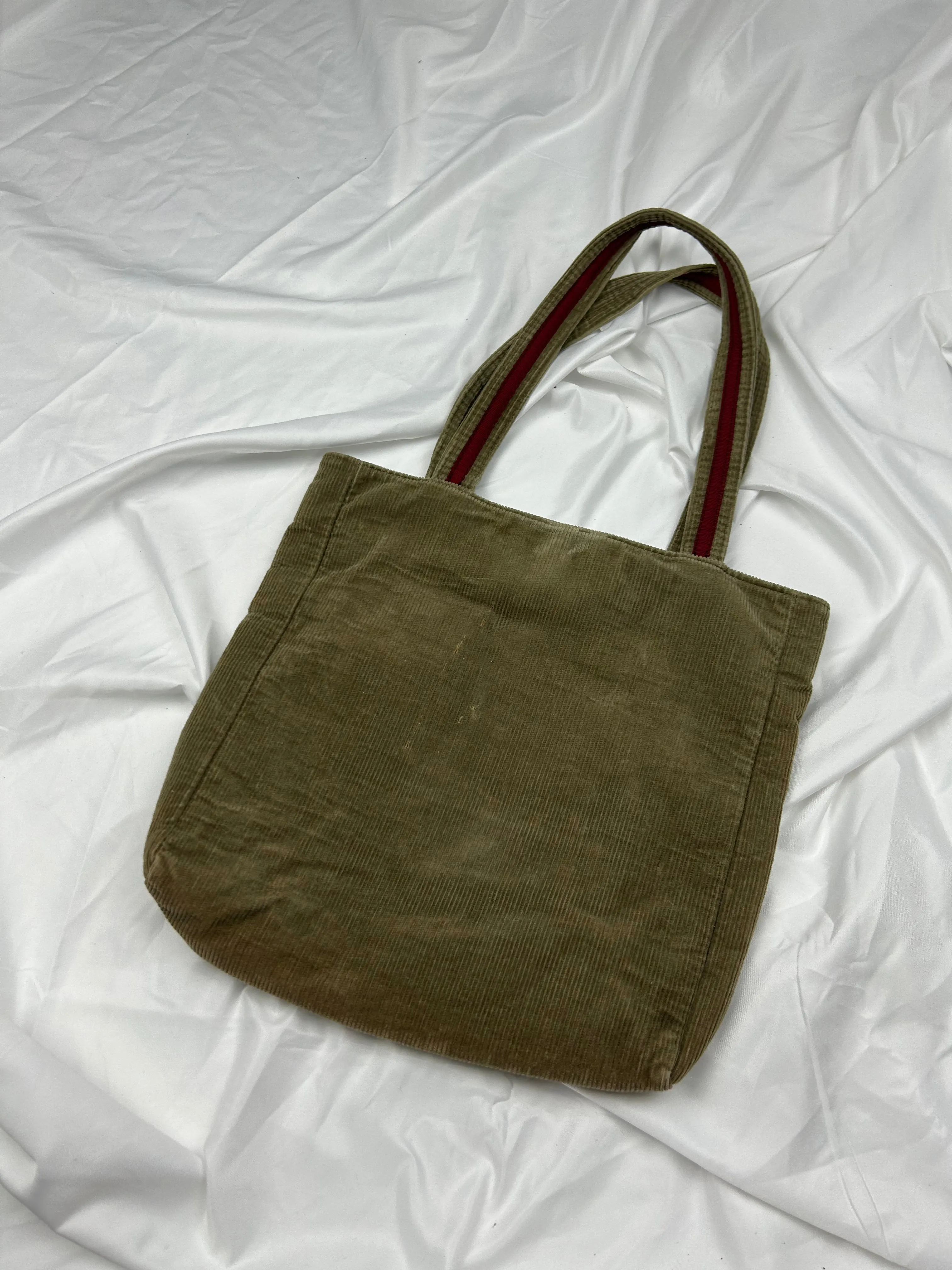 Khaki velvet denim uni besace shoulder bag