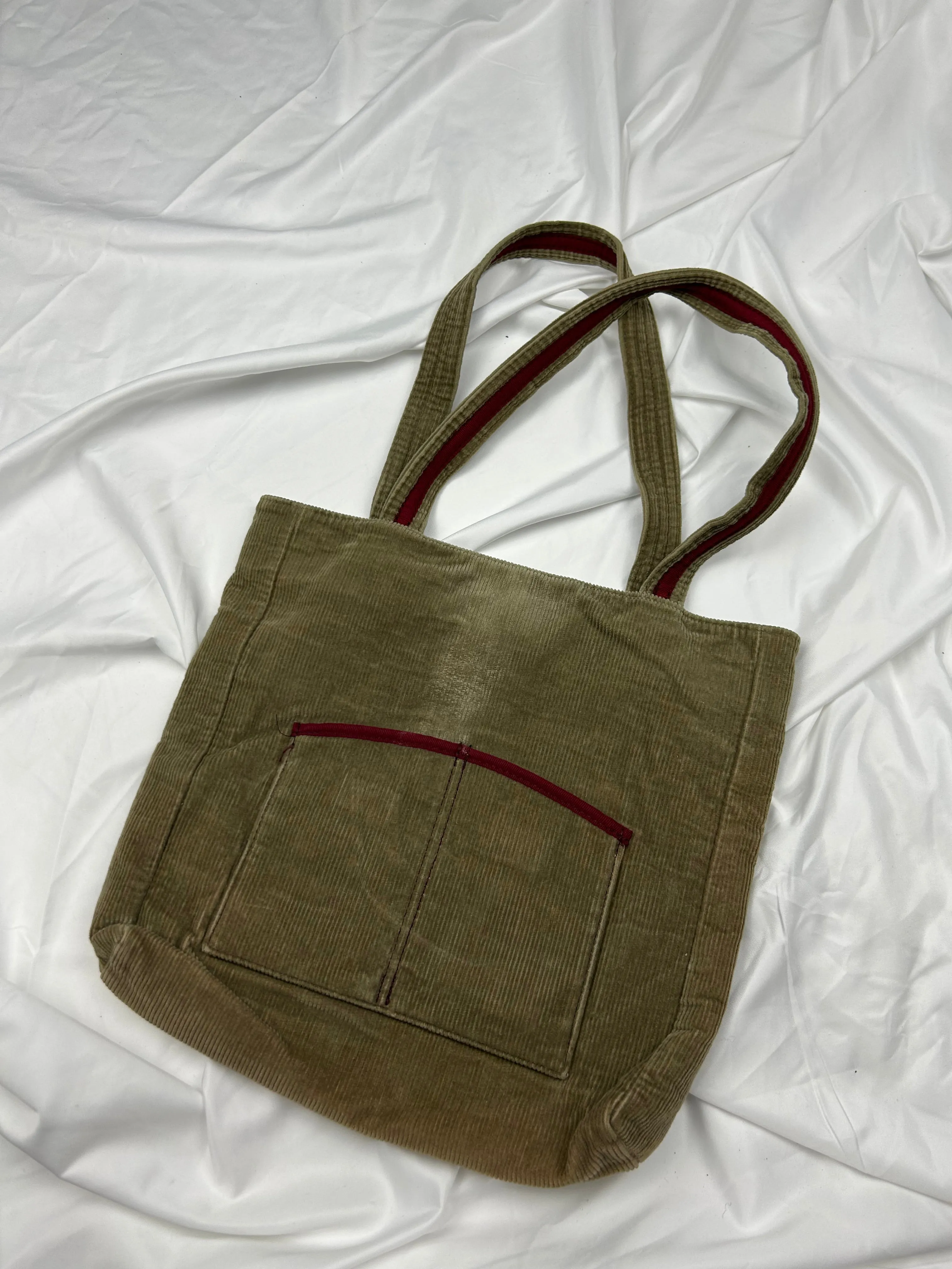 Khaki velvet denim uni besace shoulder bag