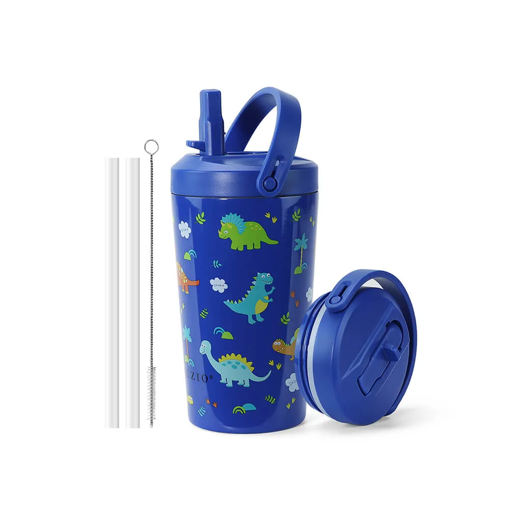 Kids Tumbler with Straw Lid | 14oz | Blue Dinosaur