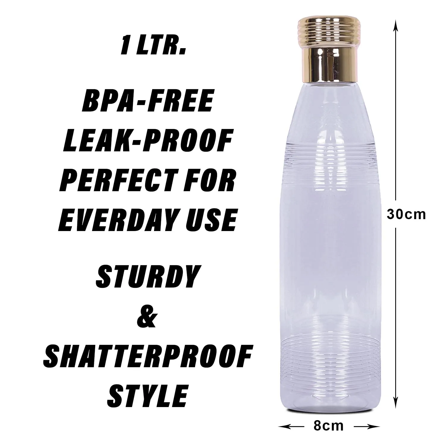 Kuber Industries Water Bottle | Plastic Water Bottles | Refrigerator Water Bottles | Fridge Water Bottles | Drinking Water Bottle | 1 LTR Water Bottle | Set of 9 | Transparent