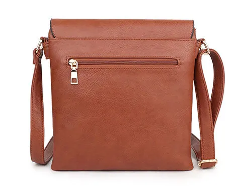 LARGE BROWN TASSEL MULTI COMPARTMENT CROSS BODY SHOULDER BAG WITH LONG STRAP