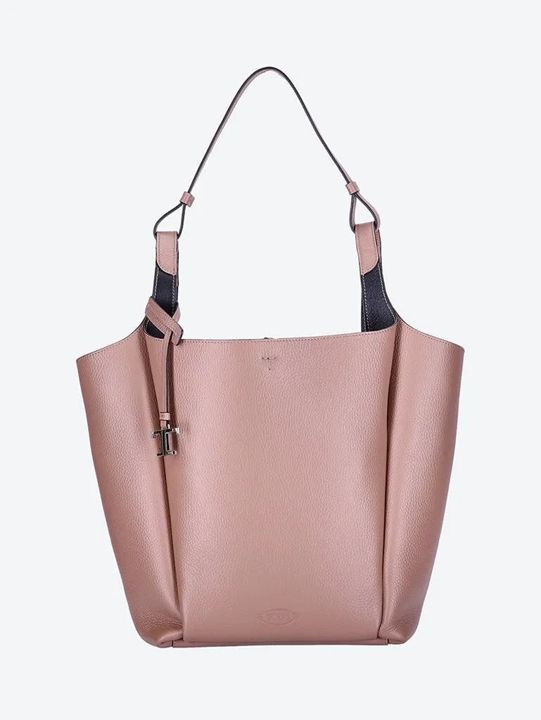 Leather bucket medium bag