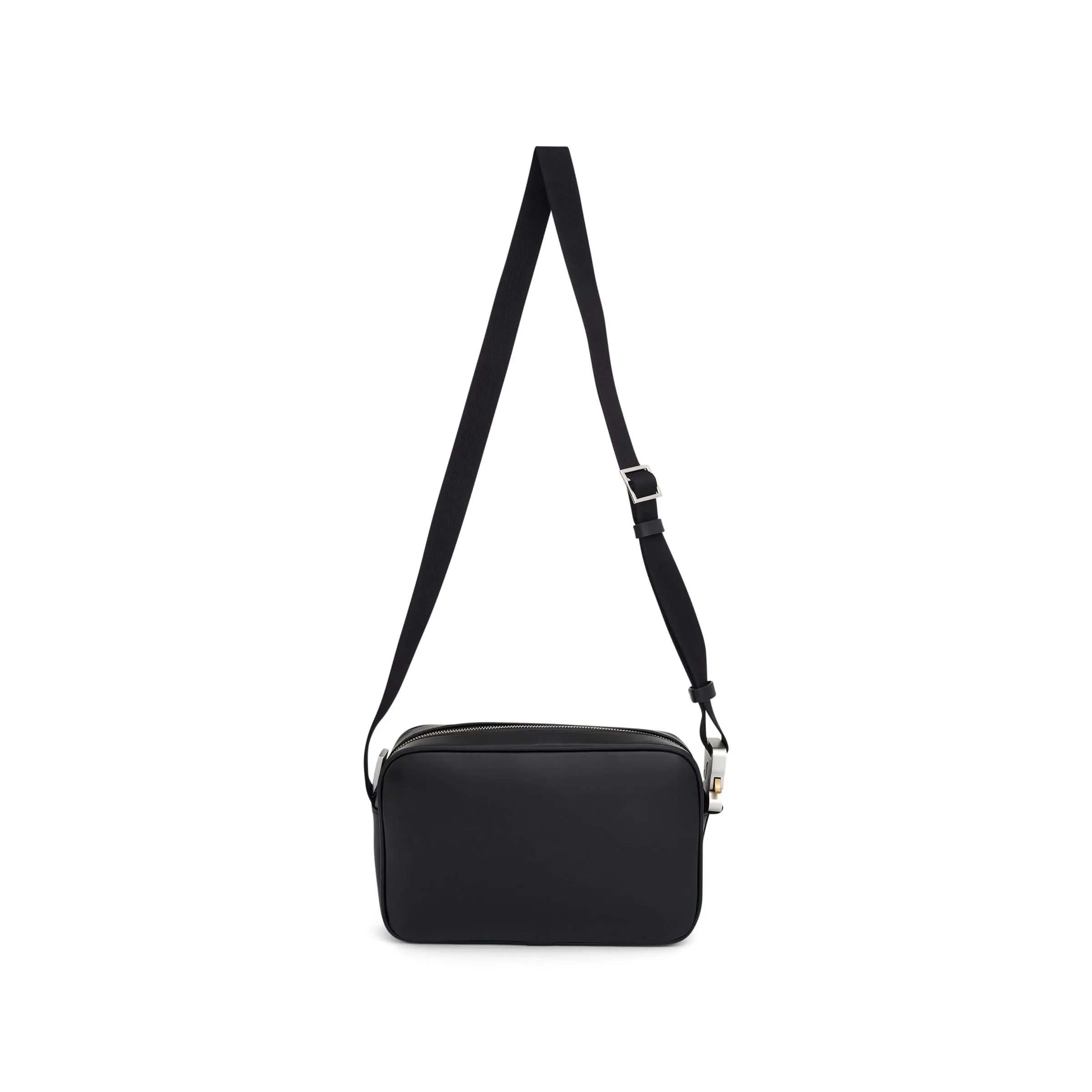 Leather Buckle Crossbody Bag in Black