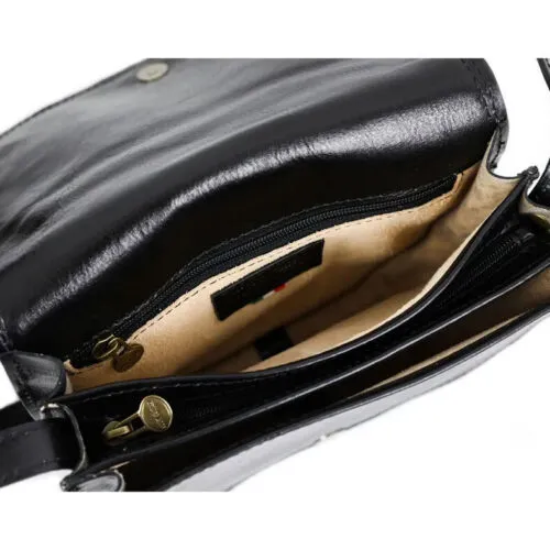 Leather Crossbody Bag - Black