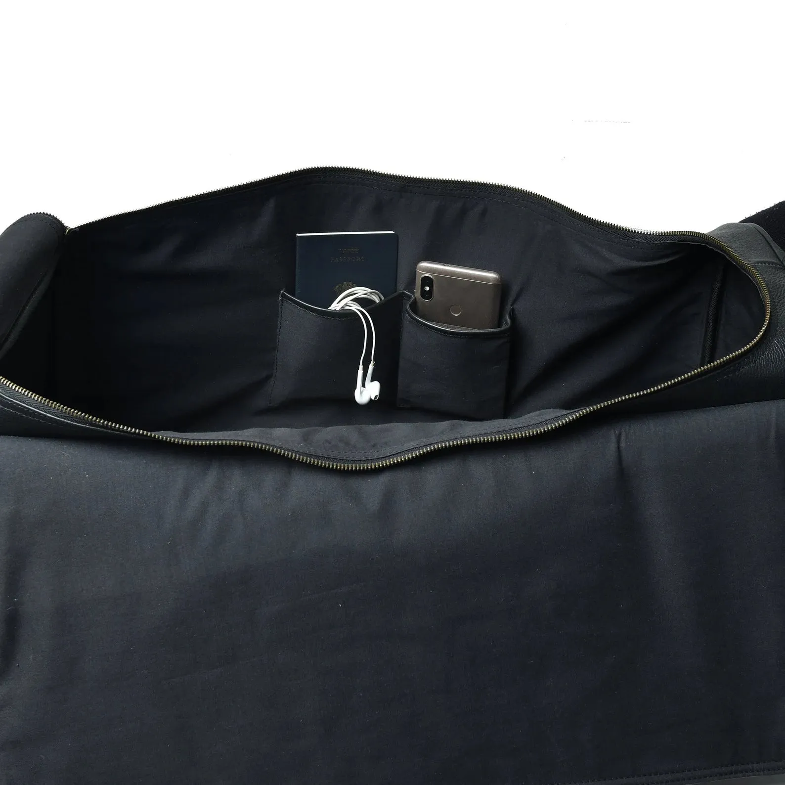 Leather Duffle Bag | Full Grain Black Leather Weekender Bag