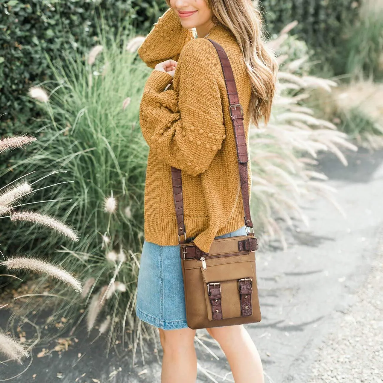 Leather Messenger Crossbody Bag