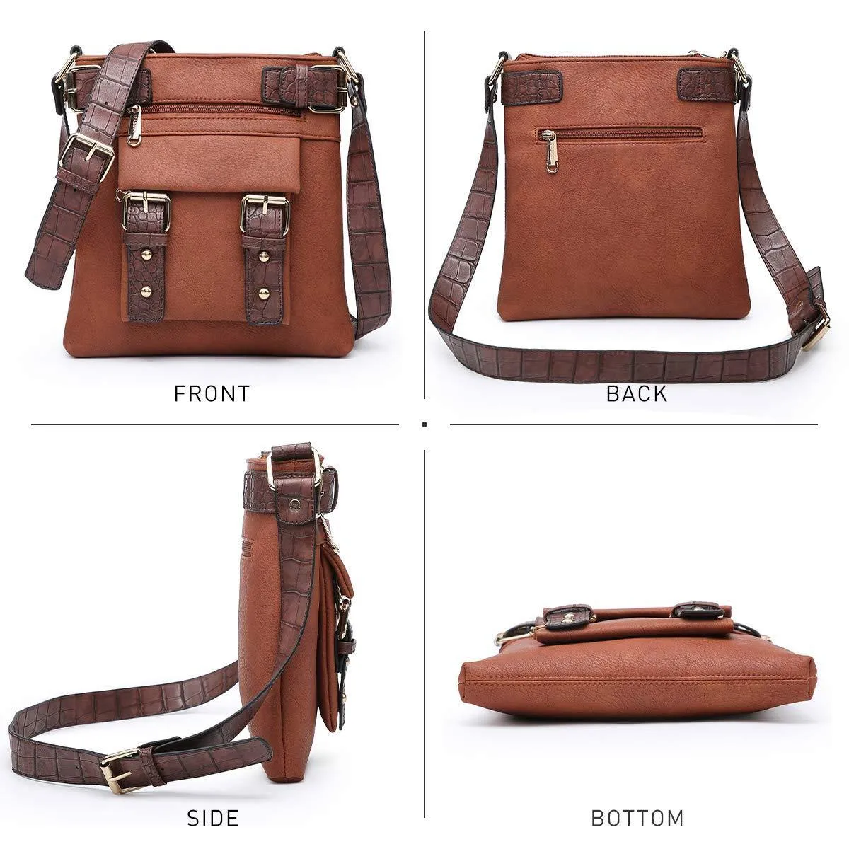 Leather Messenger Crossbody Bag