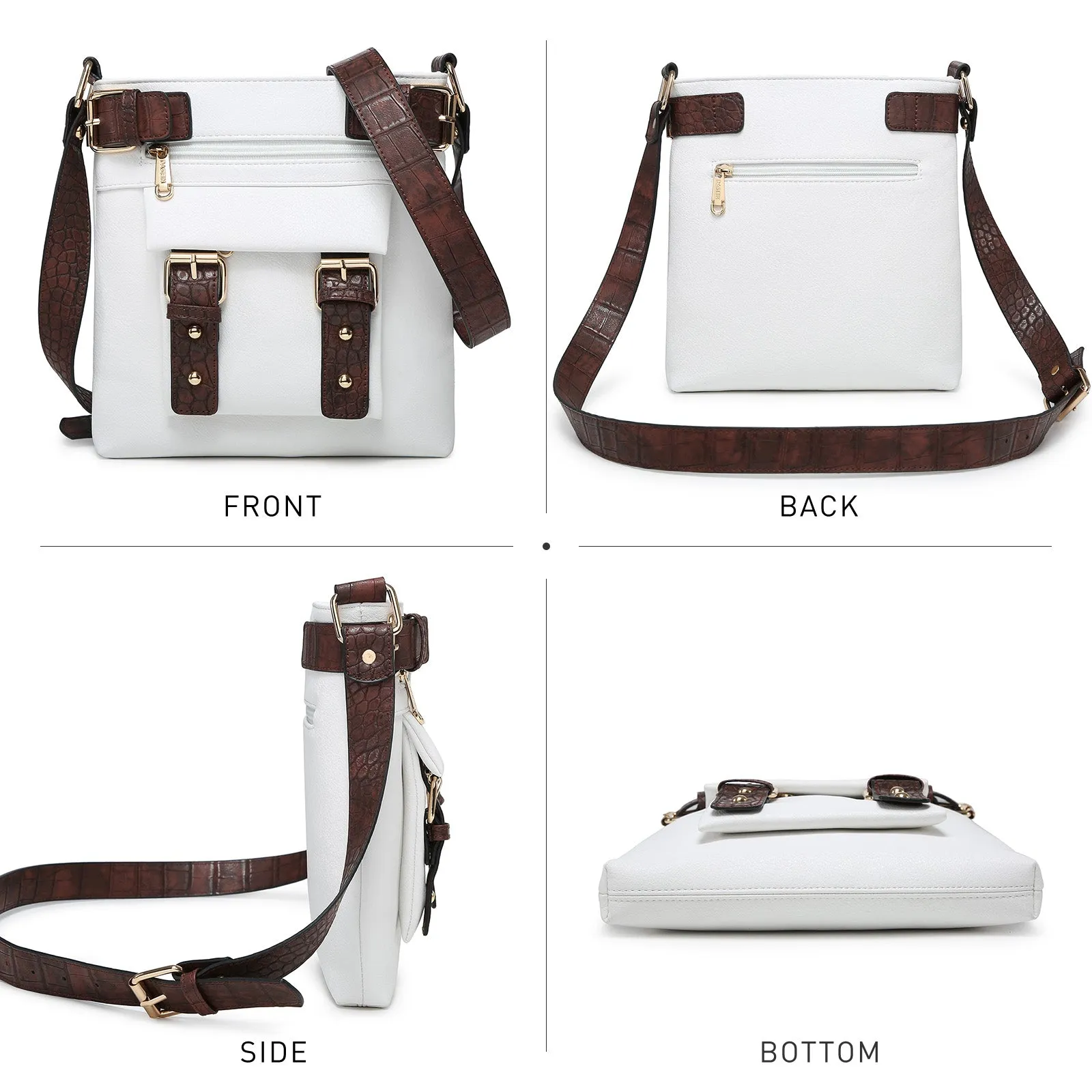 Leather Messenger Crossbody Bag