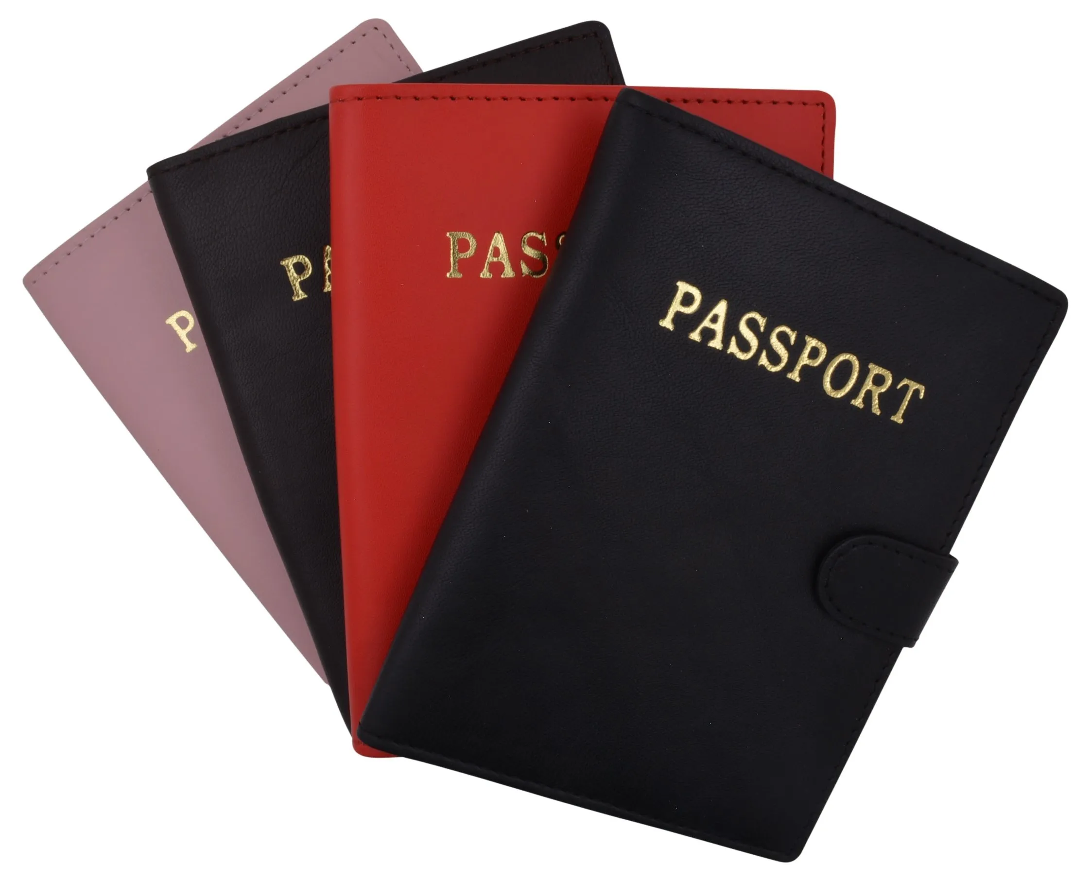 Leather Passport Holder Cover Wallet Card Case Travel Document Organizer Snap Closure