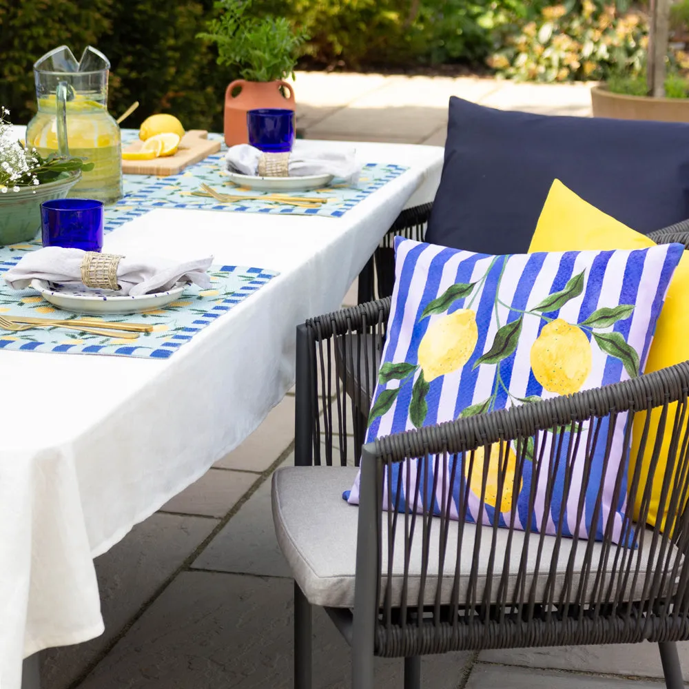 Lemons Outdoor Cushion Blue