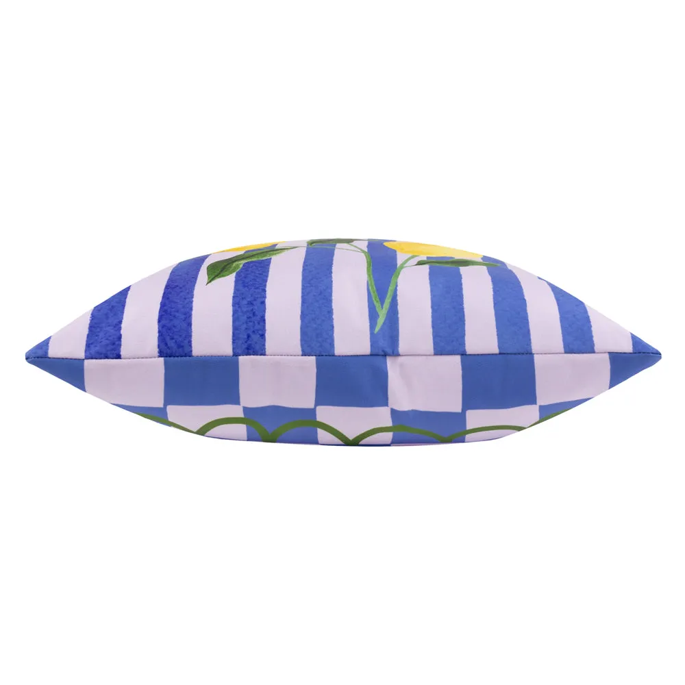 Lemons Outdoor Cushion Blue