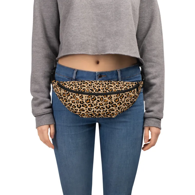 Leopard Fanny Pack, Animal Print Cheetah Women Waist Hip Bum Bag 90s Designer Belt Hip Waist Shoulder Bag