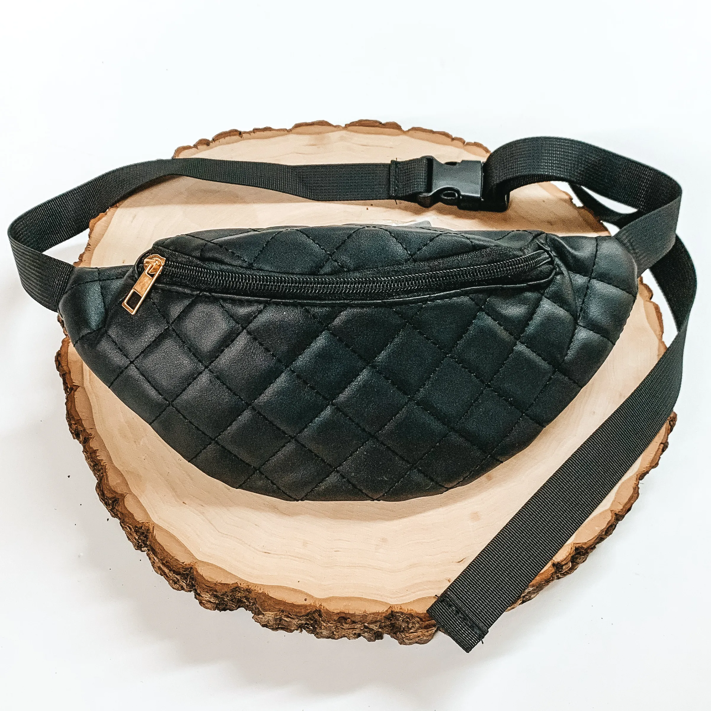 Let's Sneak Away Quilted Fanny Pack in Black